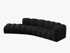 COLTAR SEMIROTUND LUPIN, STANGA, 5 LOCURI, 335 CM, NEGRU 19, TAPITERIE CHENILLE, DESIGN DEOSEBIT - Img 3