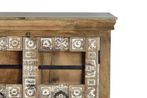 COMODA/BUFET 1351, NATURAL/ALB, DIN LEMN DE MANGO/DETALII METALICE, STIL VINTAGE G&C - Img 4