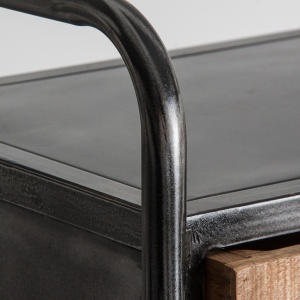 COMODA CU SERTARE TARAKAN, 27887, CULOARE NEGRU/NATURAL, STIL INDUSTRIAL, DIN FIER SI LEMN DE ULM, VIC - Img 5