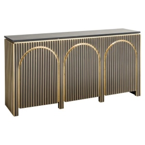 COMODA LES ARCS, 160 CM, NEGRU/AURIU MAT, DIN MDF, MARMURA SI METAL, RICHMOND INTERIORS
