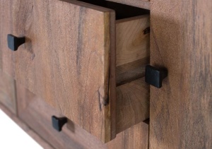 COMODA LIVING 180CM, CULOARE NUC, DIN LEMN DE MANGO SI METAL, DESIGN DEOSEBIT - Img 6