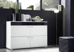 COMODA LIVING LOGO II ALB/NEGRU STIL MODERN CM