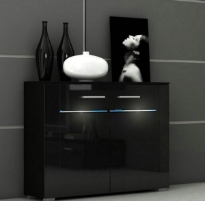 COMODA NEAGRA CU LED SI TELECOMANDA BREMEN - DESIGN MODERN