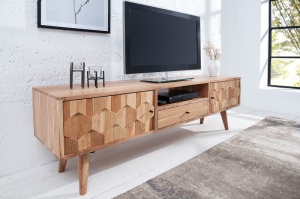 COMODA TV 140CM, DIN LEMN MASIV MYSTIC, COD 38423, DESIGN VINTAGE