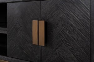 COMODA TV BLACKBONE BRASS, 200 CM, NEGRU/AURIU ANTICHIZAT, DIN FURNIR DE STEJAR SI METAL, RICHMOND INTERIORS - Img 4