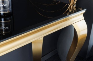 CONSOLA BAROCK 140CM, DIN METAL DE CULOARE AURIE SI STICLA - Img 4