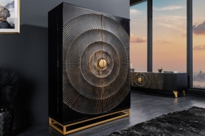 DULAP BAR LIVING, GOLDEN SUNSET 140CM, LEMN DE MANGO, NEGRU/AURIU, ARTIM GROUP