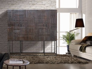 DULAP HIEROGLYPH 160CM, MARO/NEGRU, DIN LEMN DE MANGO SI METAL, GINER Y COLOMER