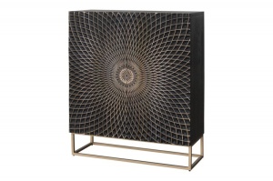 DULAP LIVING, ILLUSION 120CM, LEMN DE MANGO, NEGRU/AURIU, MODEL 2024