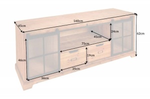 DULAP TV 160CM , HERITAGE, LEMN DE BRAD, MDF, STICLA SI METAL, ARTIM GROUP SELECTION - Img 6