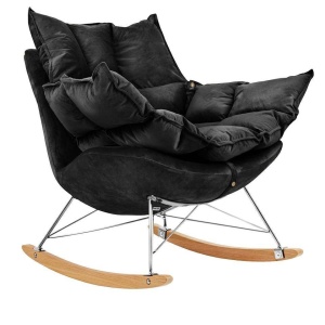 FOTOLIU BALANSOAR SWING VELVET, NEGRU, TAPITERIE DIN CATIFEA, STIL MODERN