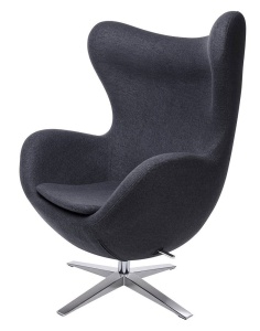 FOTOLIU CONFORTABIL EGG SZEROKI, GRI INCHIS 27/CROM, DIN CASMIR SI METAL, STIL MODERN