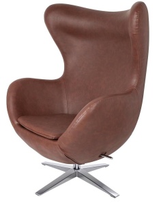 FOTOLIU CONFORTABIL EGG SZEROKI, MARO INCHIS/CROM, DIN PIELE ECOLOGICA SI METAL, STIL MODERN