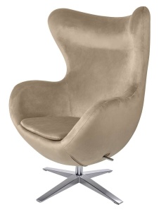 FOTOLIU CONFORTABIL EGG SZEROKI VELVET, KHAKI/CROM, DIN CATIFEA SI METAL, STIL MODERN