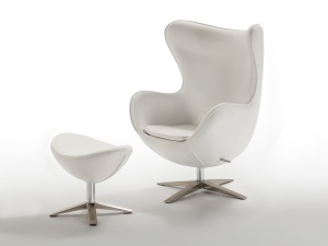 FOTOLIU EGG, 112 CM, ALB/CROM, TAPITERIE DIN PIELE ECOLOGICA SI PICIOARE DIN METAL, STIL MODERN - Img 2