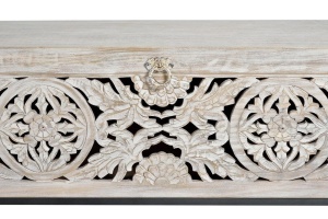 LADA PENTRU DEPOZITARE/CUFAR DORA 116CM, ALB ANTICHIZAT/NEGRU, LEMN DE MANGO SCULPTAT SI METAL, GINER Y COLOMER - Img 4