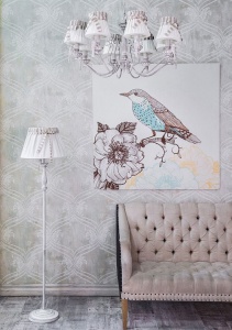LAMPADAR BIRD ARM013-22-W, DIN METAL SI TEXTIL, STIL MODERN, MAYTONI