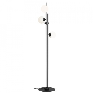 LAMPADAR HARMONY, 3 BRATE, 168 CM, NEGRU, DIN STICLA SI METAL, STIL VINTAGE
