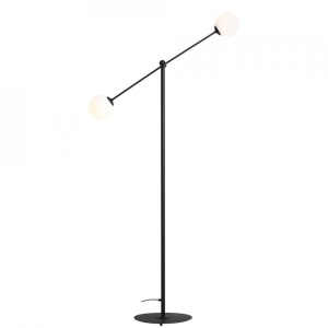LAMPADAR OHIO, 2 BRATE, 191 CM, NEGRU, DIN STICLA SI METAL, STIL CLASIC