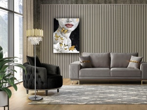 LAMPADAR TIARA, 159 CM, CROM/AURIU/TRANSPARENT, DIN METAL, ABS SI STICLA, STIL MODERN - Img 2