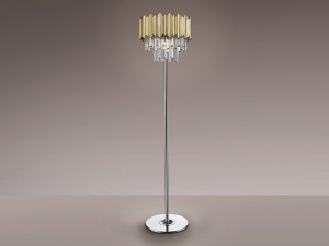 LAMPADAR TIARA, 159 CM, CROM/AURIU/TRANSPARENT, DIN METAL, ABS SI STICLA, STIL MODERN - Img 2