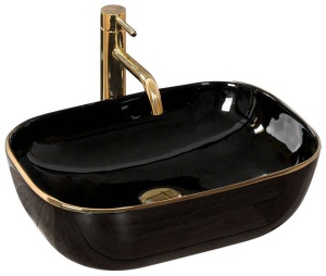 LAVOAR REA BELINDA EDGE, 46,5 CM, NEGRU/AURIU, DIN CERAMICA, CALITATE SUPERIOARA - Img 5