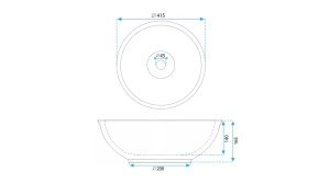 LAVOAR REA BELLA, 41,5 CM, ALBASTRU, DIN CERAMICA, CALITATE SUPERIOARA - Img 3