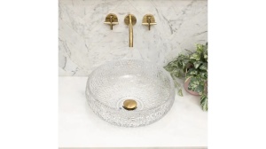 LAVOAR REA ICE, CRISTAL, TRANSPARENT, 40 CM, DIN STICLA, CALITATE SUPERIOARA - Img 4