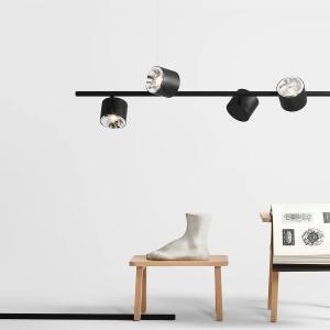 LUSTRA BOT, 6 BRATE, 100 CM, NEAGRA, DIN METAL, STIL MODERN - Img 4