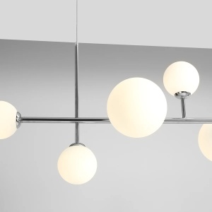 LUSTRA DIONE, 6 BRATE, 110 CM, CROM, DIN STICLA SI METAL, STIL MODERN