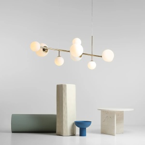LUSTRA DIONE, 9 BRATE, 200 CM, AURIE, DIN STICLA SI METAL, STIL MODERN - Img 4