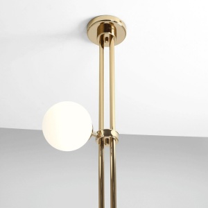 LUSTRA HARMONY, 3 BRATE, 113 CM, AURIE, DIN STICLA SI METAL, STIL MODERN - Img 2