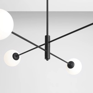 LUSTRA HOMME, 4 BRATE, 55 CM, NEAGRA, DIN STICLA SI METAL, STIL MODERN - Img 3