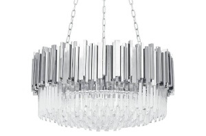 LUSTRA IMPERIAL SILVER 80, ARGINTIU/ALB, DIN OTEL SI CRISTALE, STIL MODERN