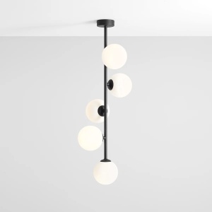 LUSTRA LIBRA, 5 BRATE, 92 CM, NEAGRA, DIN STICLA SI METAL, STIL MODERN