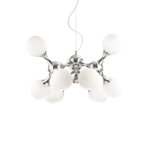 LUSTRA NODI SP9, ALB/CROM, DIN STICLA, STIL MODERN