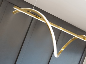 LUSTRA/PLAFONIERA ASURE, 100CM, AURIU/OPAL, DIN METAL SI SILICON, STIL MODERN - Img 2