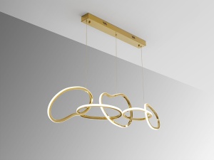 LUSTRA/PLAFONIERA NEXO, 120CM, AURIU/OPAL, DIN METAL SI SILICON, STIL MODERN - Img 2