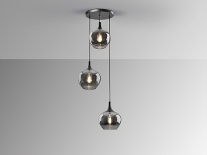 LUSTRA/PLAFONIERA OPAZ, 44CM, NEGRU MAT/FUMURIU, DIN METAL SI STICLA, STIL MODERN