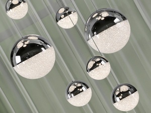 LUSTRA/PLAFONIERA SPHERE, CU TELECOMANDA, 130/500 CM, CROM/TRANSPARENT, DIN METAL SI METACRILAT, STIL MODERN - Img 2