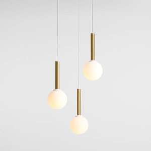 LUSTRA RINN, 3 BRATE, 150 CM, ALB/ALAMA, DIN STICLA SI METAL, STIL MODERN