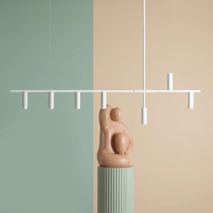 LUSTRA TREVO, 7 BRATE, 86 CM, ALBA, DIN METAL, STIL MODERN - Img 4