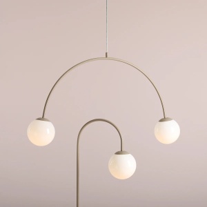 LUSTRA UNA, 2 BRATE, 250 CM, BEJ, DIN STICLA SI METAL, STIL MODERN - Img 4