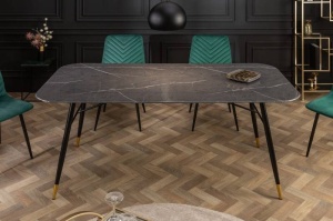 MASA DINING, 180CM NEGRU, METAL SI STICLA, IMITA MARMURA, ARTIM GROUP SELECTION