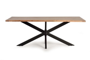 MASA DINING 200CM, MARO/NEGRU, LEMN MASIV DE ACACIA SI METAL, STIL VINTAGE/INDUSTRIAL G&C
