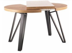 MASA DINING EXTENSIBILA GALAXY, 100/168 CM, STEJAR ARTISAN/NEGRU, BLAT DIN PAL LAMINAT SI PICIOARE DIN METAL, STIL MODERN - Img 3
