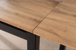 MASA DINING, EXTENSIBILA, GD-017, STEJAR/NEGRU MAT, 110(170)X74, DIN MDF, FURNIR SI METAL, STIL MODERN, SIGNAL - Img 5