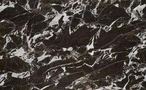 MASA DINING EXTENSIBILA HILARIO, 180 CM, EFECT DE MARMURA NEAGRA/NEGRU, DIN MARMURA SI METAL, STIL MODERN - Img 3