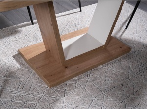 MASA DINING EXTENSIBILA NIGEL, 120/160 CM, STEJAR ARTISAN/ALB MAT, DIN PAL LAMINAT, STIL MODERN - Img 5