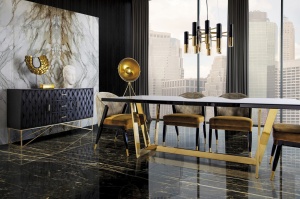 MASA DINING OLIWA REF. 24826, DIN METAL SI STICLA, STIL MODERN, VIC